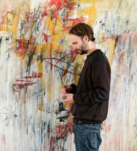 painter Francesco D'Adamo in his studio